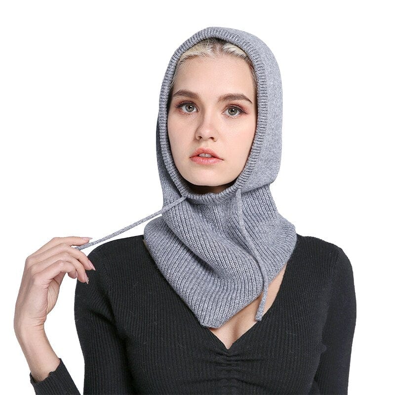 Winter Warm Cashmere Beanie Hat with Neck Scarf