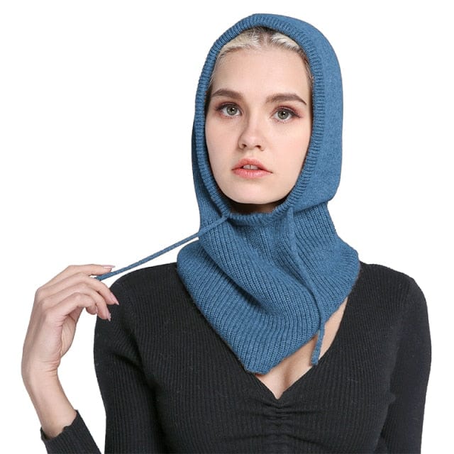 Winter Warm Cashmere Beanie Hat with Neck Scarf