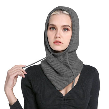 Winter Warm Cashmere Beanie Hat with Neck Scarf