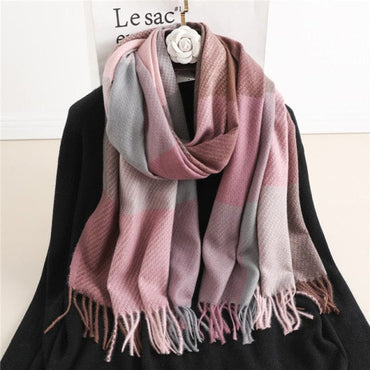 Luxury Plaid Cashmere Winter Scarf