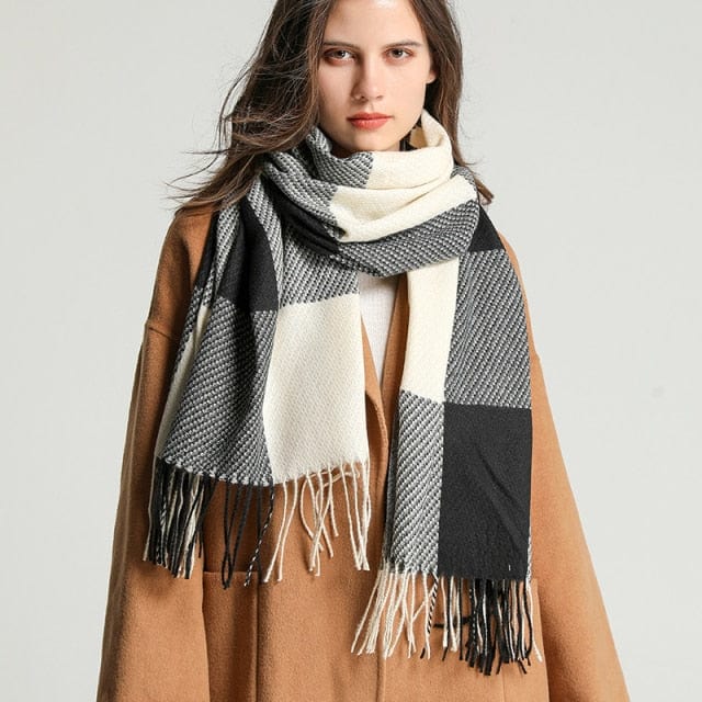 Luxury Plaid Cashmere Winter Scarf