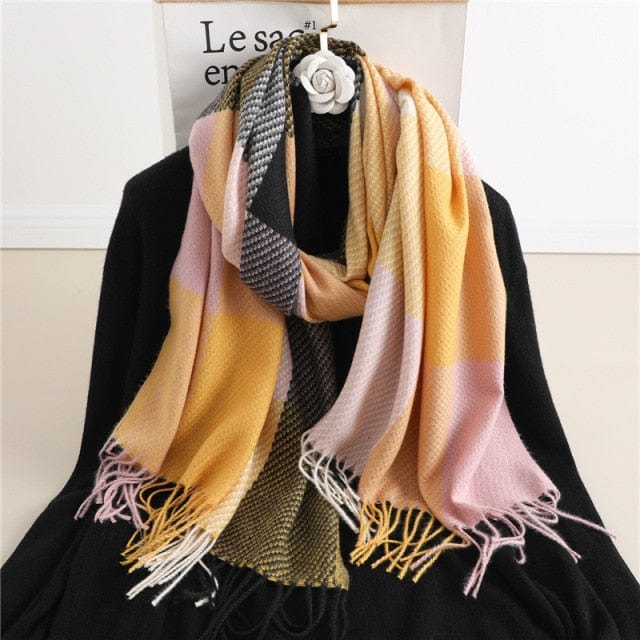 Luxury Plaid Cashmere Winter Scarf