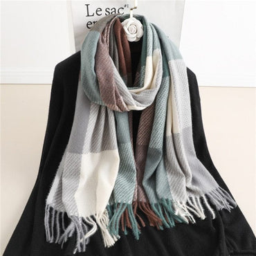 Luxury Plaid Cashmere Winter Scarf