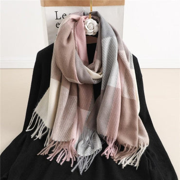 Luxury Plaid Cashmere Winter Scarf