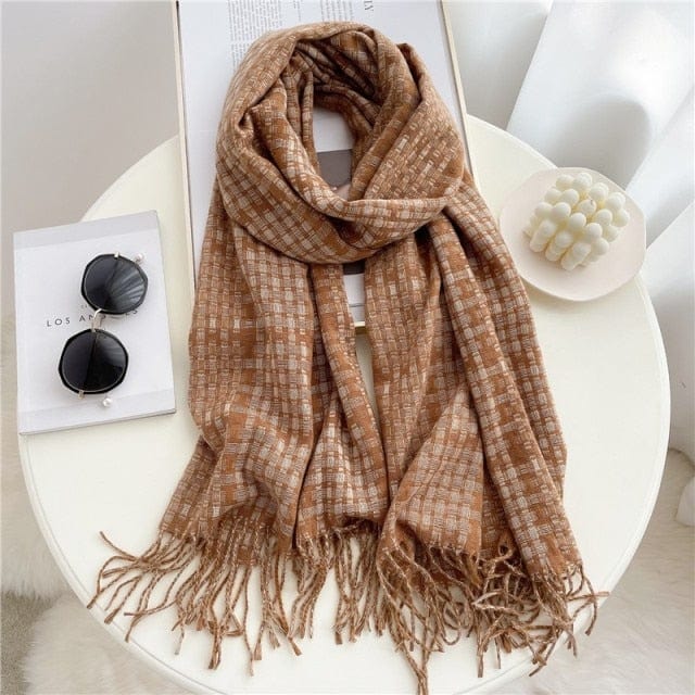 Luxury Plaid Cashmere Winter Scarf