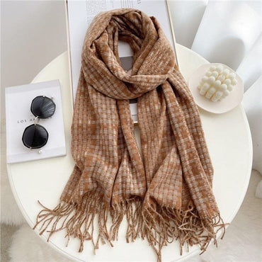 Luxury Plaid Cashmere Winter Scarf