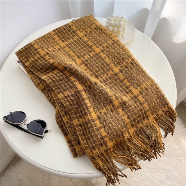 Luxury Plaid Cashmere Winter Scarf