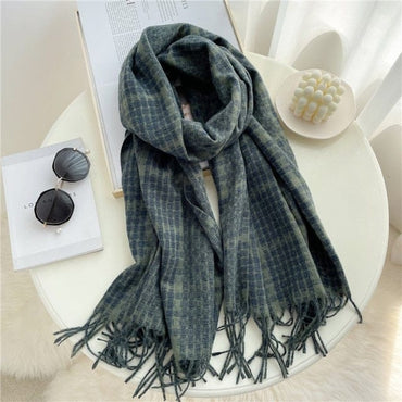 Luxury Plaid Cashmere Winter Scarf