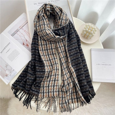 Luxury Plaid Cashmere Winter Scarf