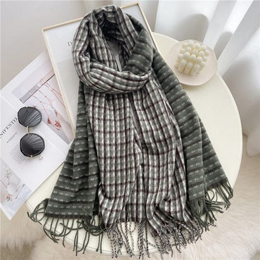 Luxury Plaid Cashmere Winter Scarf