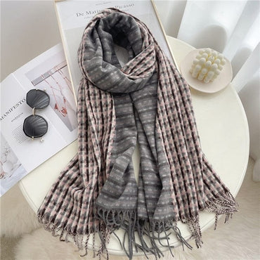 Luxury Plaid Cashmere Winter Scarf