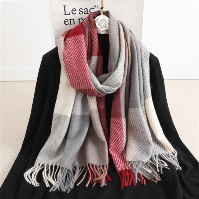 Luxury Plaid Cashmere Winter Scarf