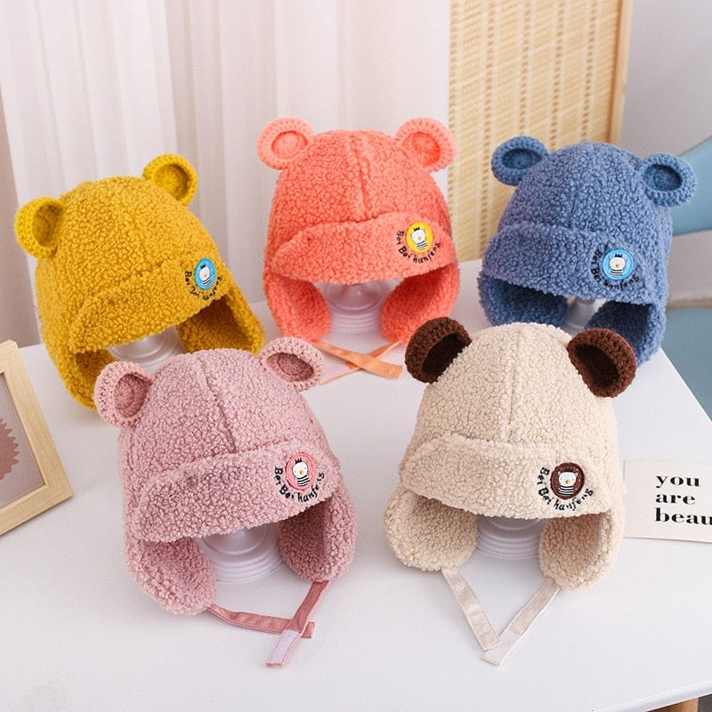 Plush Children's Beanie Hats With Earflaps