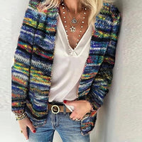 Multicolor Open Front Knitted Sweater