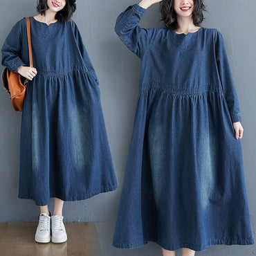 Casual Mid Length Denim Loose Dress