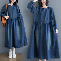 Casual Mid Length Denim Loose Dress