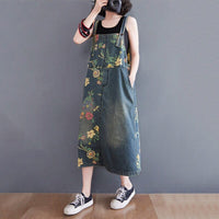 Denim Sleeveless Loose Mid-Dress