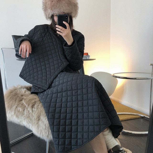 Rhombic Oversized Two Piece Winter Jacket