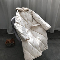 Argyle Fur Collar Long Winter Coat