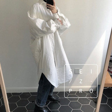 New Winter Super Oversized Solid Long Cotton Coat