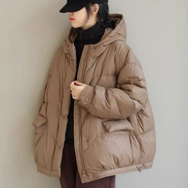 Loose Hooded Duck Down Jacket