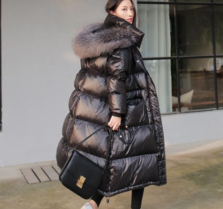 Fur Lined Windproof Loose Winter Coat