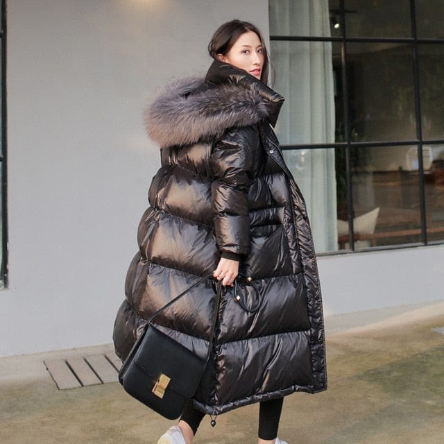 Fur Lined Windproof Loose Winter Coat