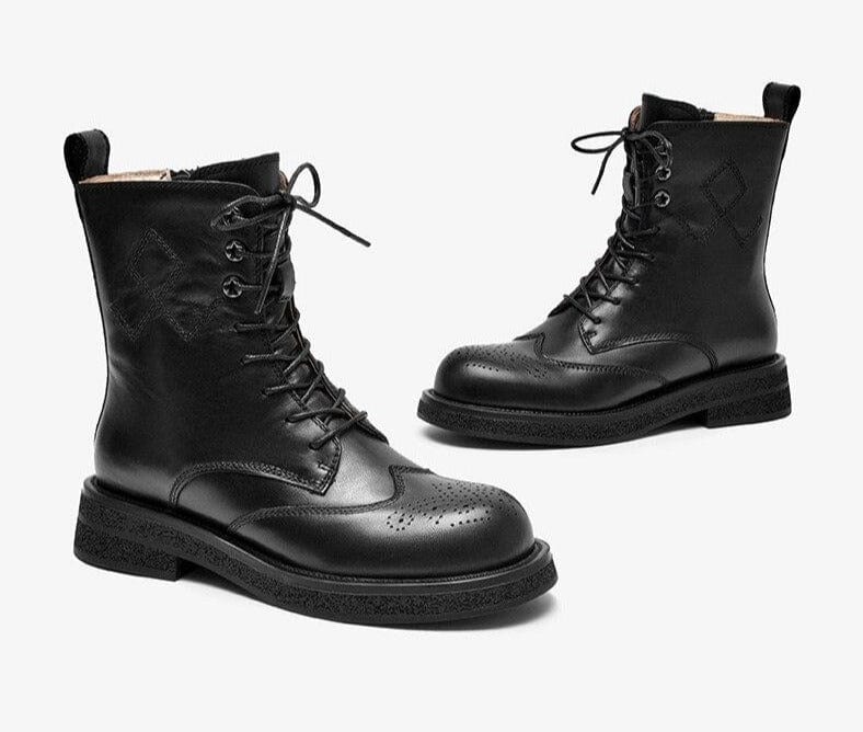 Real Leather Ankle Martin Boots