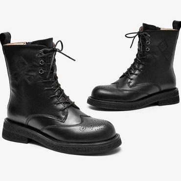 Real Leather Ankle Martin Boots