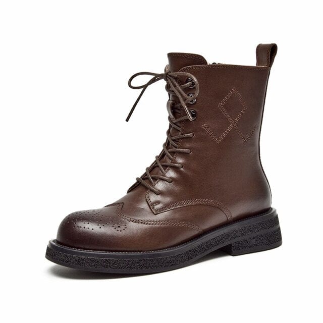 Real Leather Ankle Martin Boots