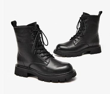 Ladies Genuine Cow Leather Thick Sole Winter Boots