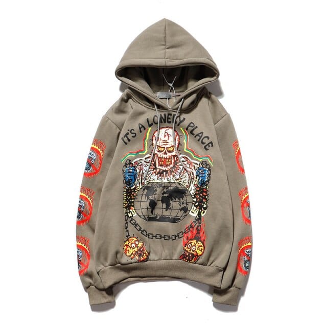 Graffiti Print Fleece Hoodie