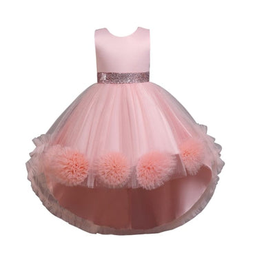 Girls Knee Length Mesh Flower Gown