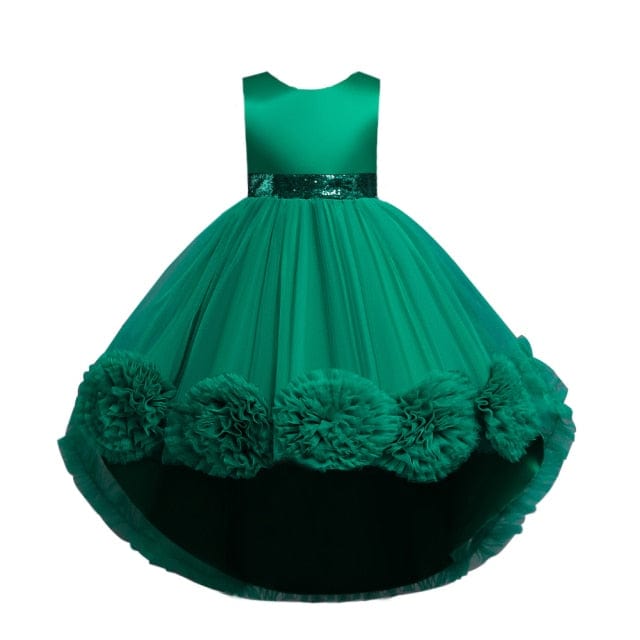 Girls Knee Length Mesh Flower Gown