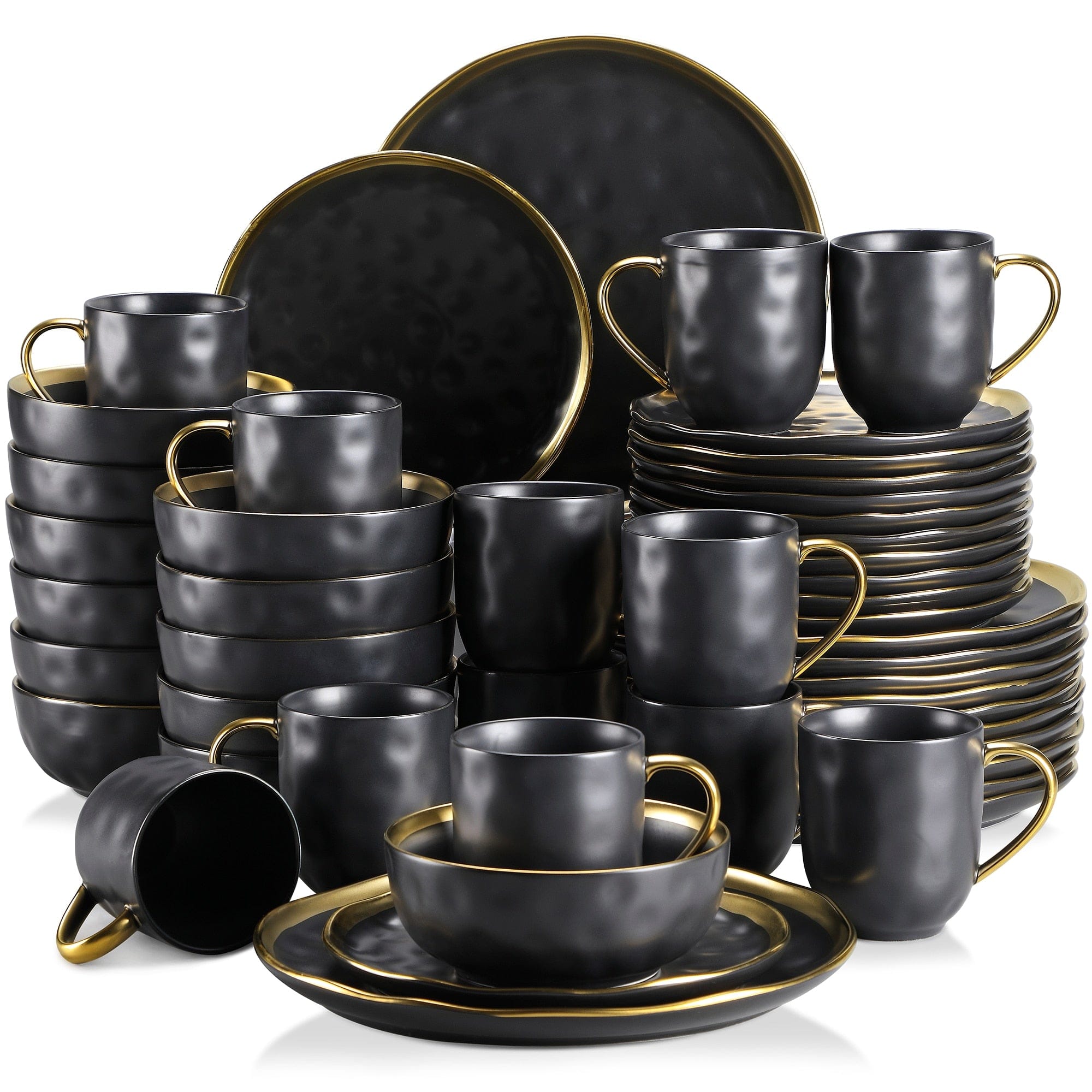 16/32/48 Piece Dinnerware Set with Gold Trim