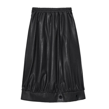 Pu Leather Pleated Elegant Skirt