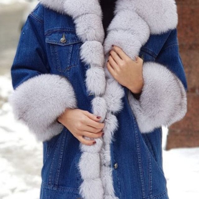 Denim Winter Fur Jacket