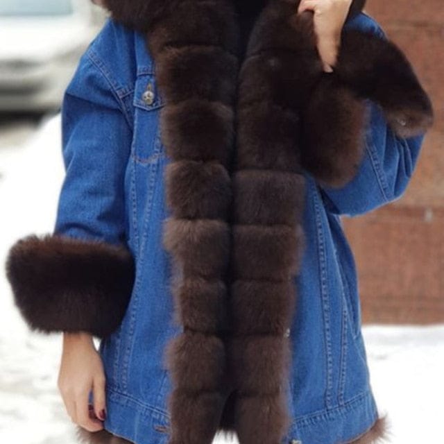 Denim Winter Fur Jacket