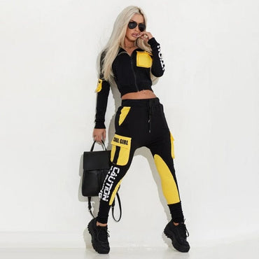 Patchwork Stylish Sports Suit