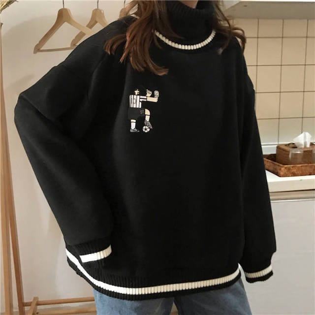 Preppy Style Cartoon Sweatshirt