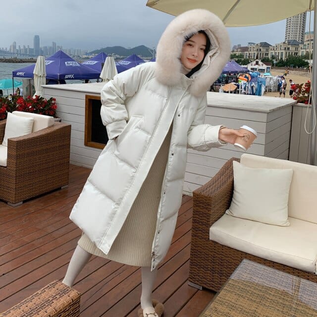 hooded long winter jacket