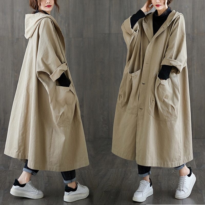 Big Pockets Hooded Trench Coat