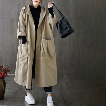 Big Pockets Hooded Trench Coat