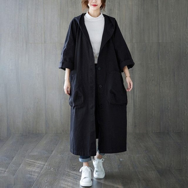 Big Pockets Hooded Trench Coat