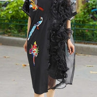 Summer Embroidered Midi Party Dress