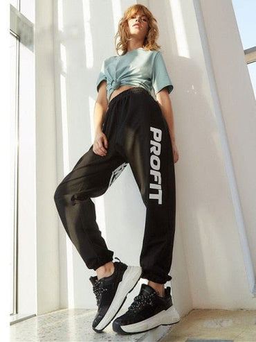Print Loose Sweat Pants