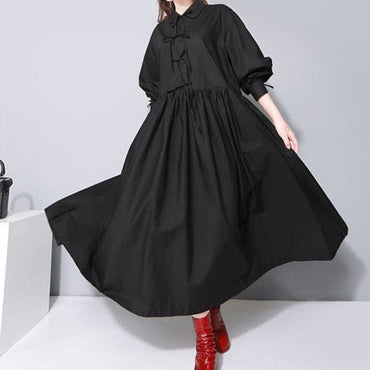 Long Sleeve Bows Cotton Dress