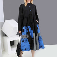 Tie Dye Long Sleeve Vintage Midi Dress