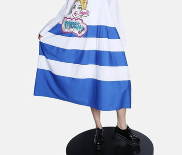 Stripes Long Sleeve Spring Dress