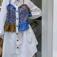 Patchwork Long Sleeve Plaid Dress